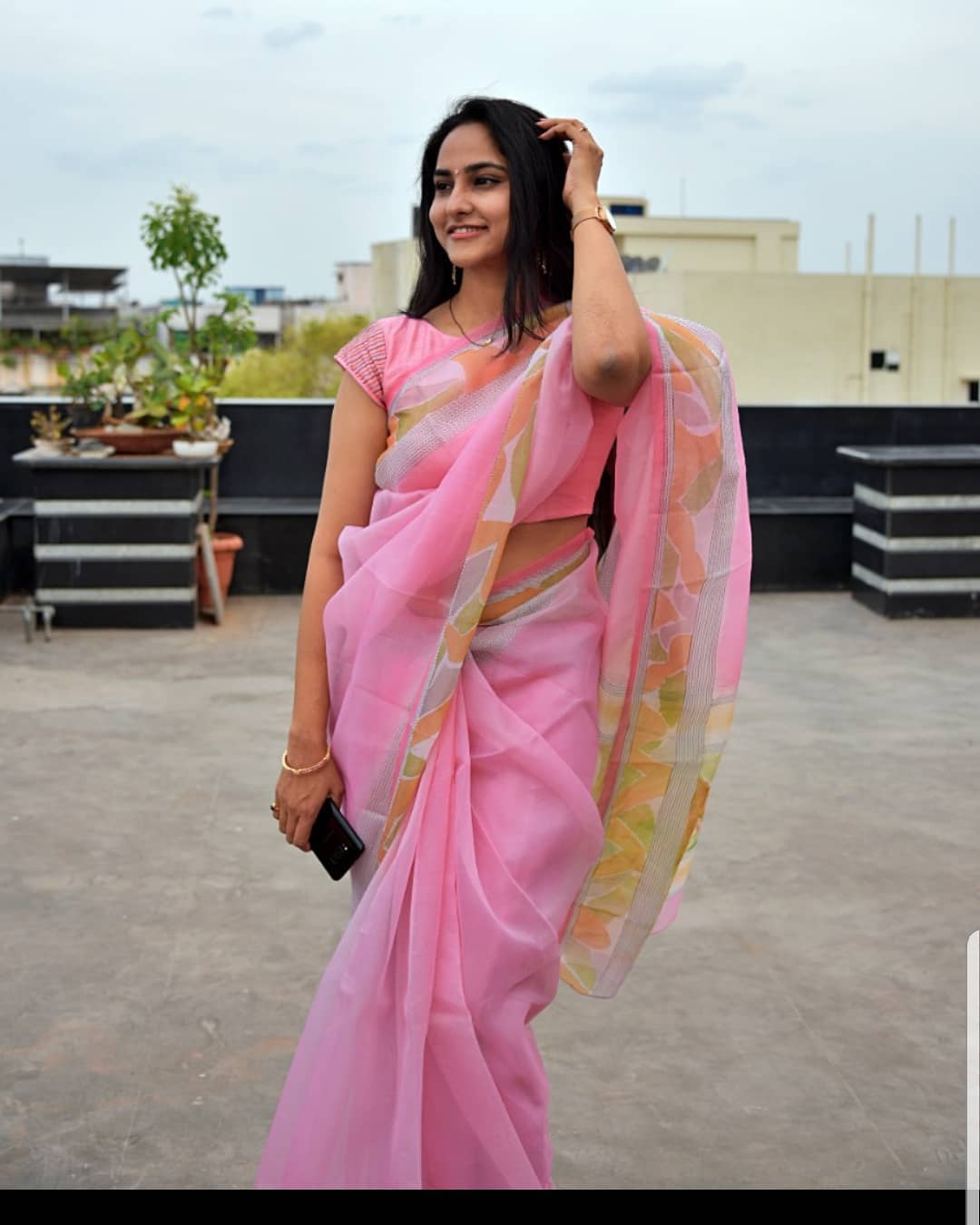 TELUGU TV ANCHOR KASI ANNAPURNA IMAGES IN PINK SAREE 20